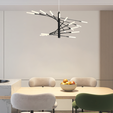 Industrial Pendelleuchte LED Feuerwerkspirale Gold Esszimmer