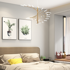 Industrial Pendelleuchte LED Feuerwerkspirale Gold Esszimmer