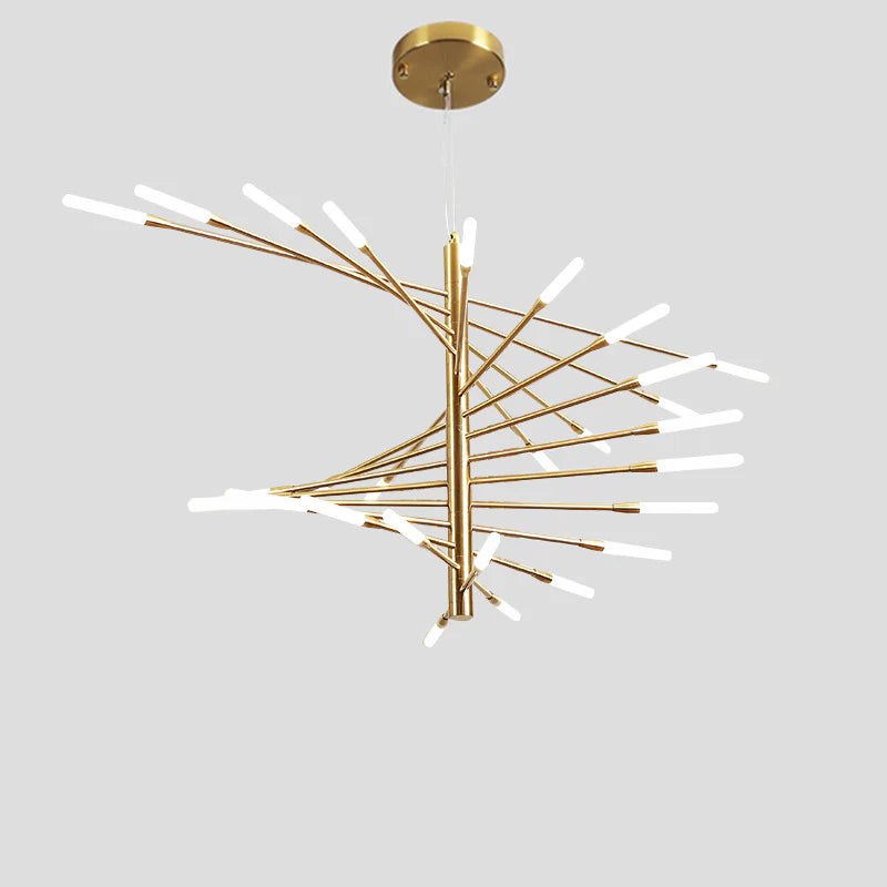 Industrial Pendelleuchte LED Feuerwerkspirale Gold Esszimmer