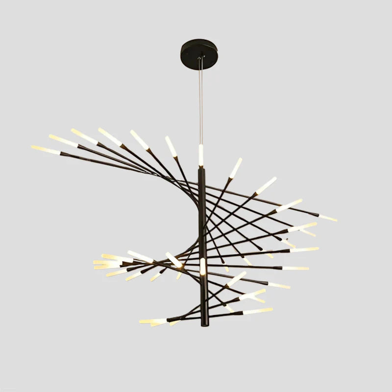 Industrial Pendelleuchte LED Feuerwerkspirale Gold Esszimmer