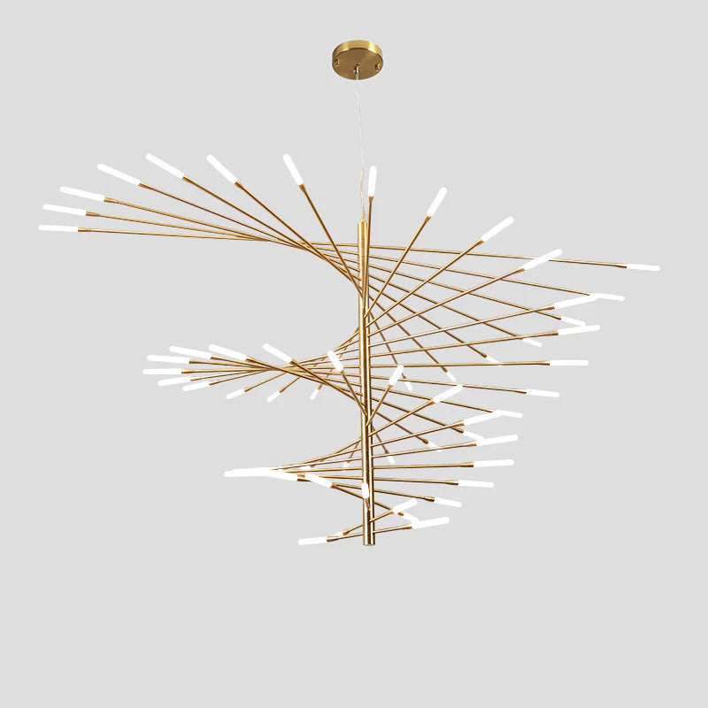 Industrial Pendelleuchte LED Feuerwerkspirale Gold Esszimmer