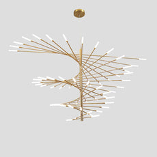 Industrial Pendelleuchte LED Feuerwerkspirale Gold Esszimmer