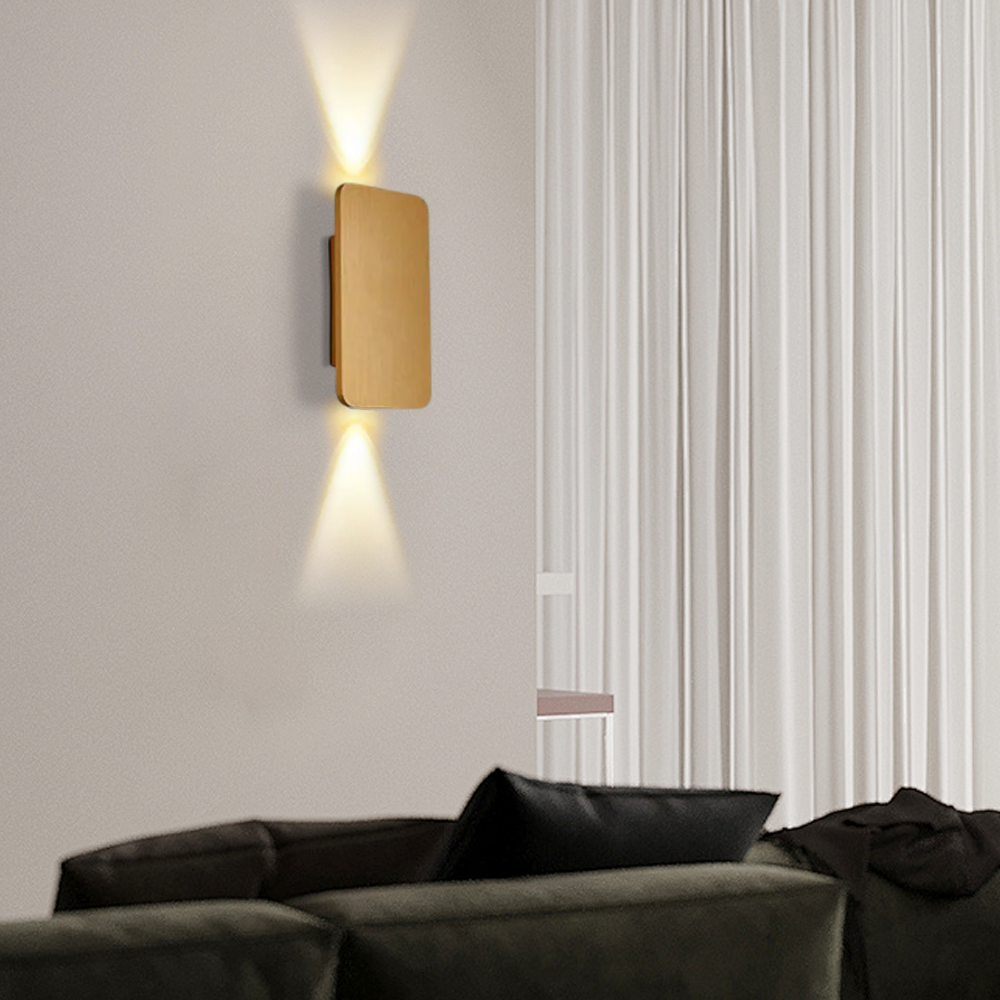 Minimalistische Wandlampe Quadrat Gold Metall Schlafzimmer/Treppenhaus