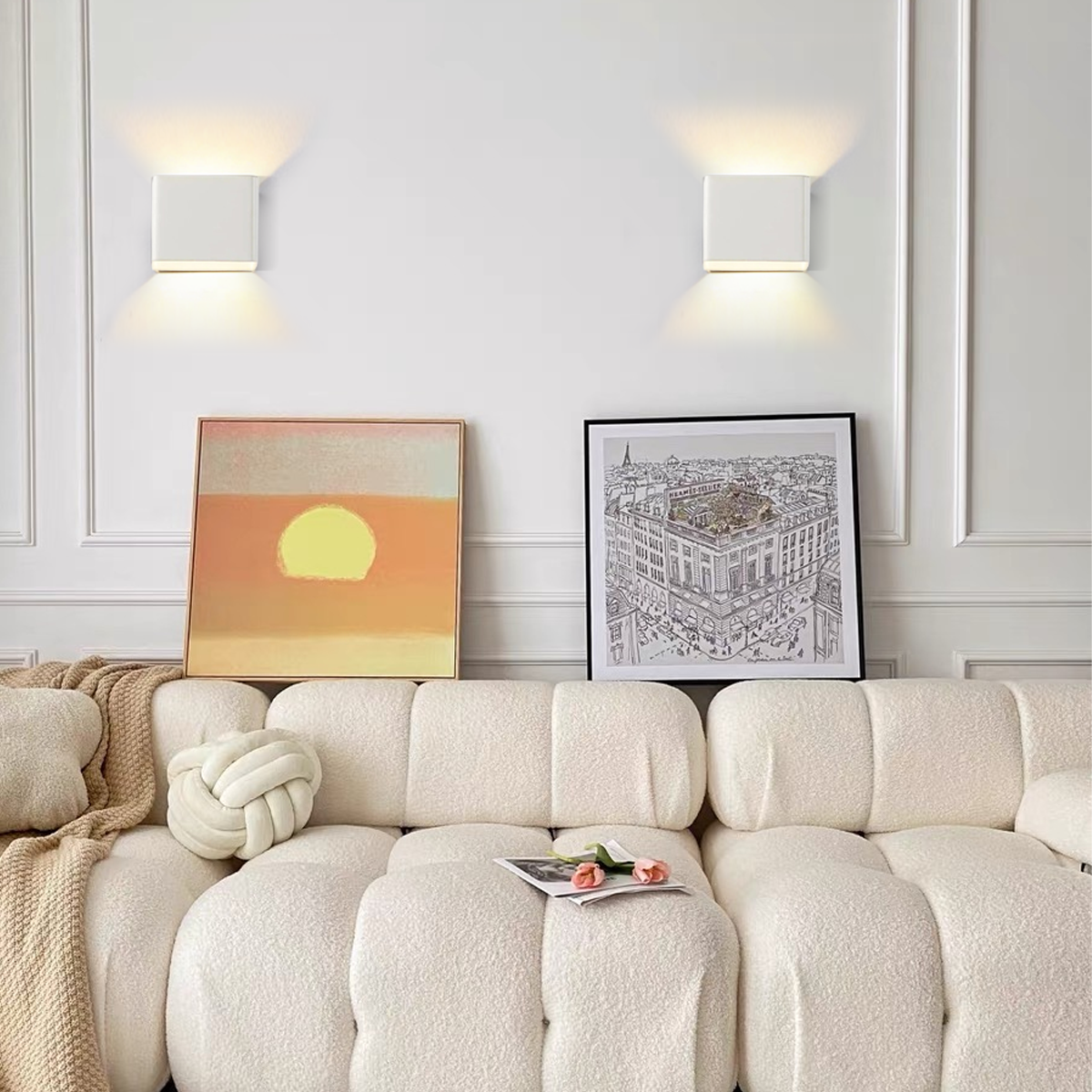 Morandi Wandlampe LED Metall Weiss Schlafzimmer