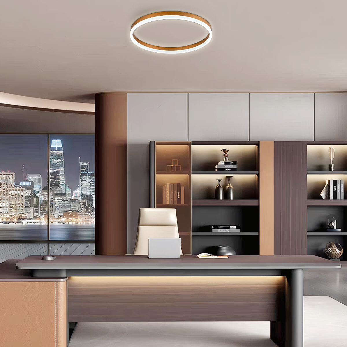 Moderne Deckenleuchte LED Ring Schwarz/Gold Metall Schlafzimmer