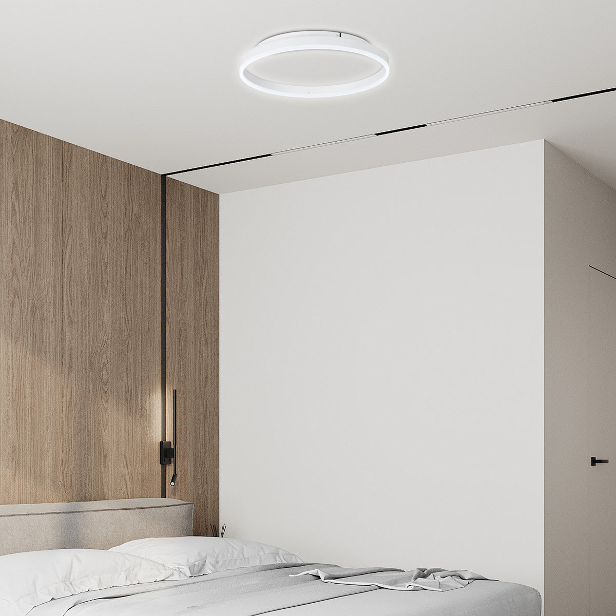 Moderne Deckenleuchte LED Ring weissMetall Schlafzimmer