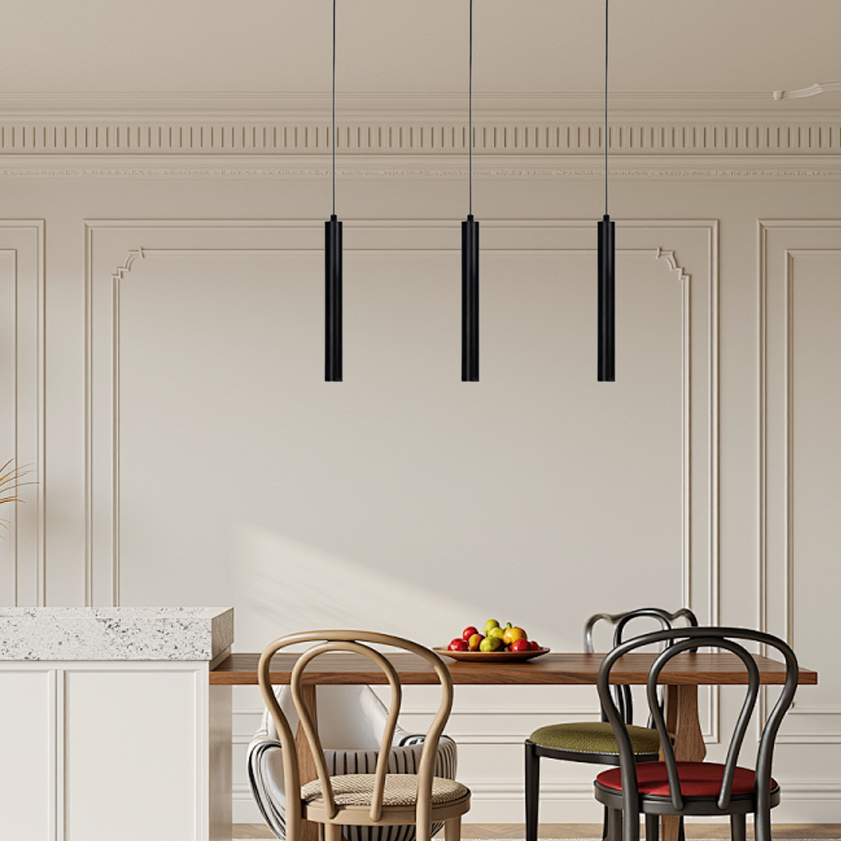 Modern Pendelleuchte LED Linear Schwarz Metall Schlaf/Wohnzimmer