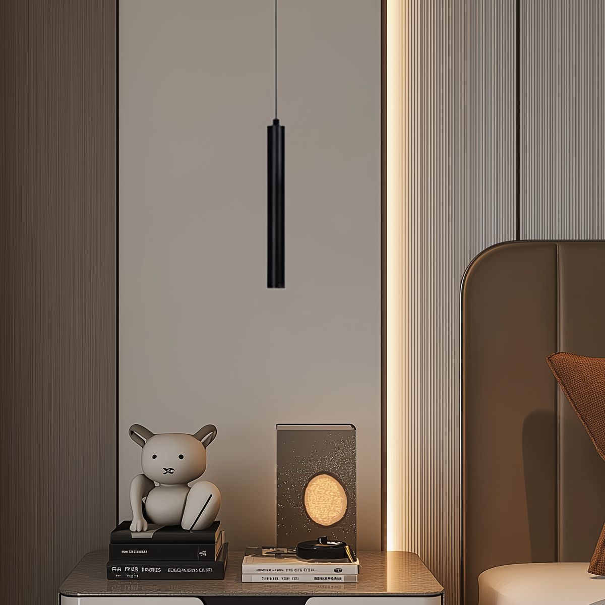 Modern Pendelleuchte LED Linear Schwarz Metall Schlaf/Wohnzimmer