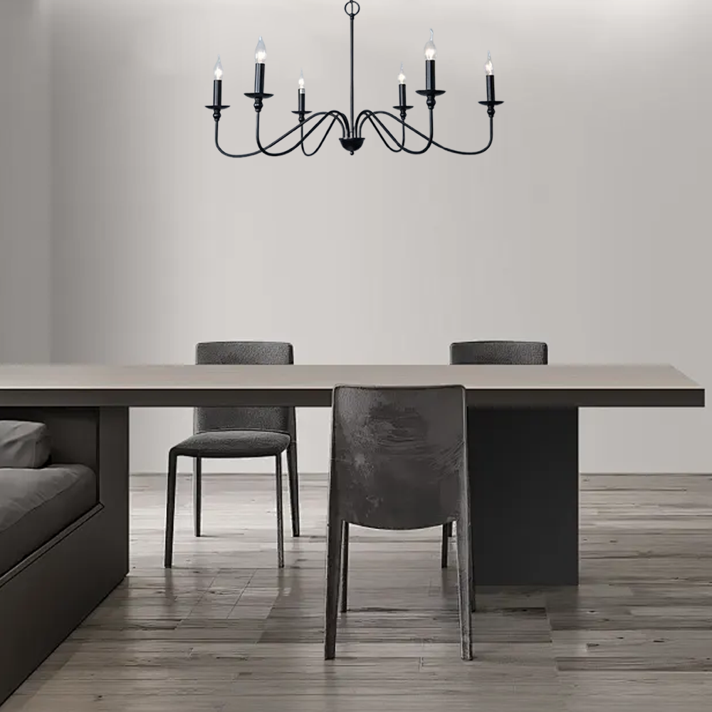 Retro Kronleuchter Metall Schwarz/Gold Schlafzimmer