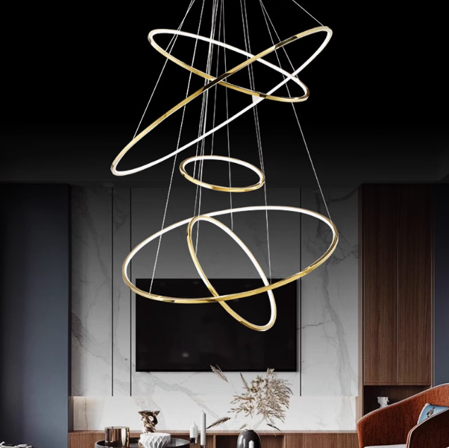 Klassisch Pendelleuchte Metall Gold Wohnzimmer