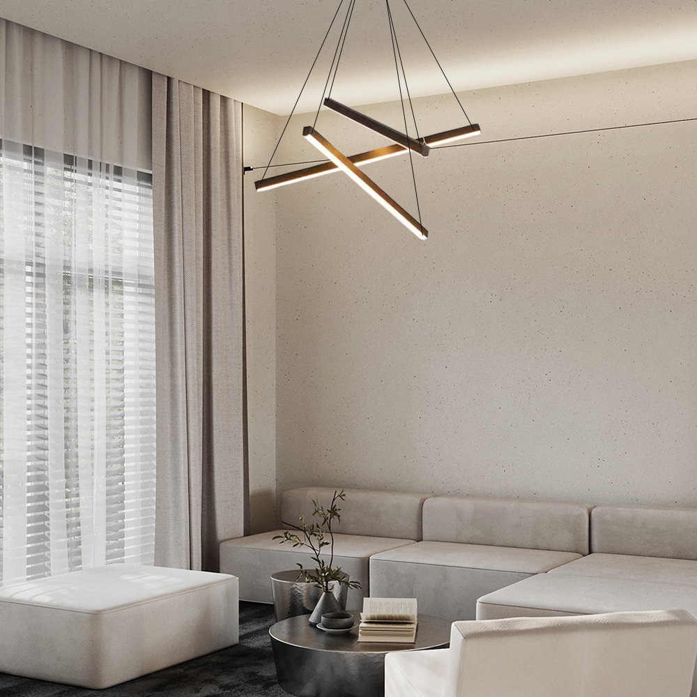 Modern Pendelleuchte LED Geometrie Schwarz Metall Wohnzimmer