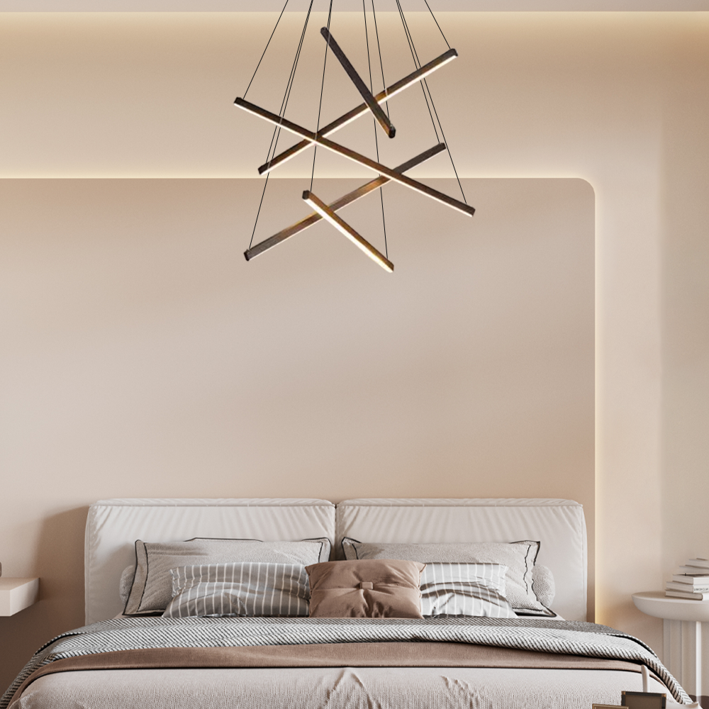 Modern Pendelleuchte LED Geometrie Schwarz Metall Wohnzimmer