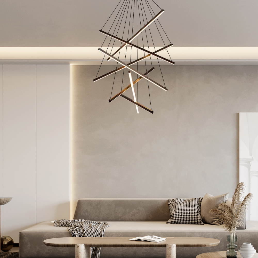 Modern Pendelleuchte LED Geometrie Schwarz Metall Wohnzimmer
