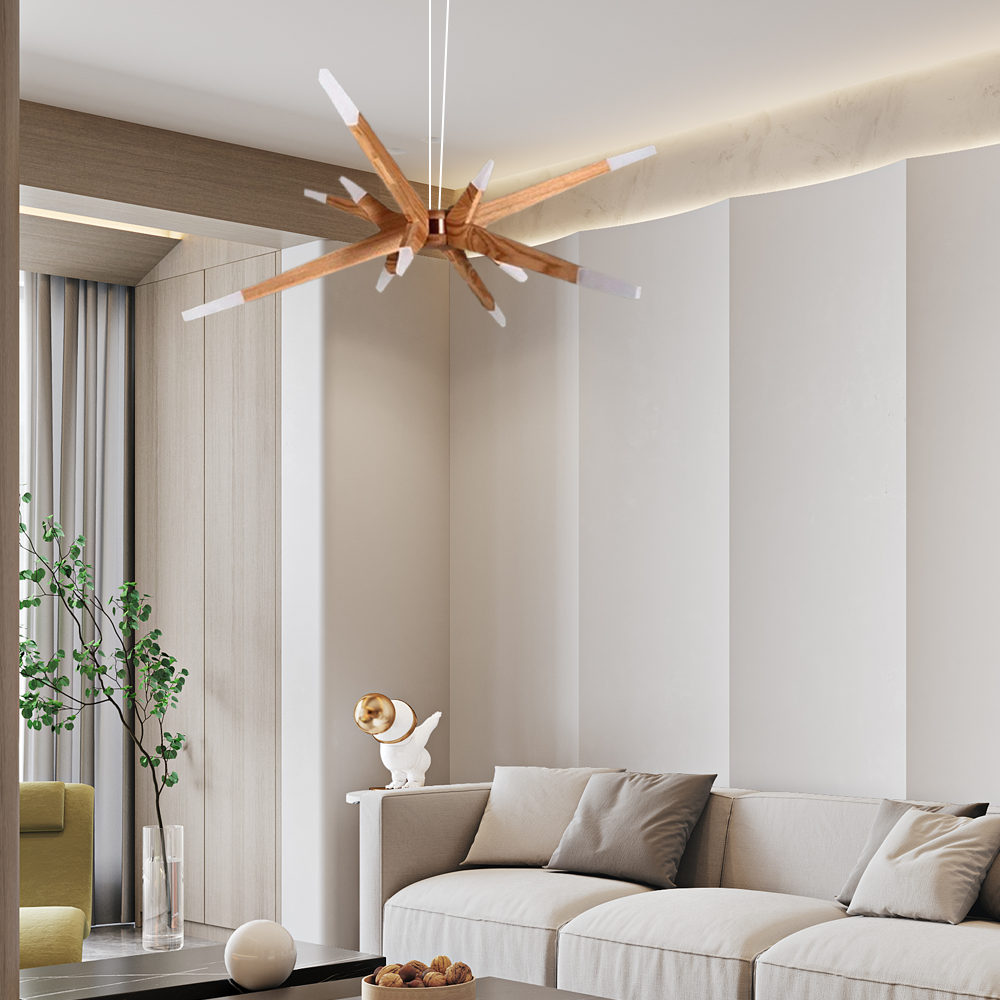 Art Deco Pendelleuchte LED Holz Unregelmäßig Wohnzimmer