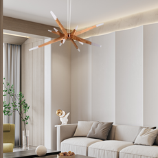Art Deco Pendelleuchte LED Holz Unregelmäßig Wohnzimmer