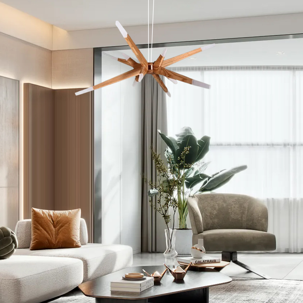 Art Deco Pendelleuchte LED Holz Unregelmäßig Wohnzimmer