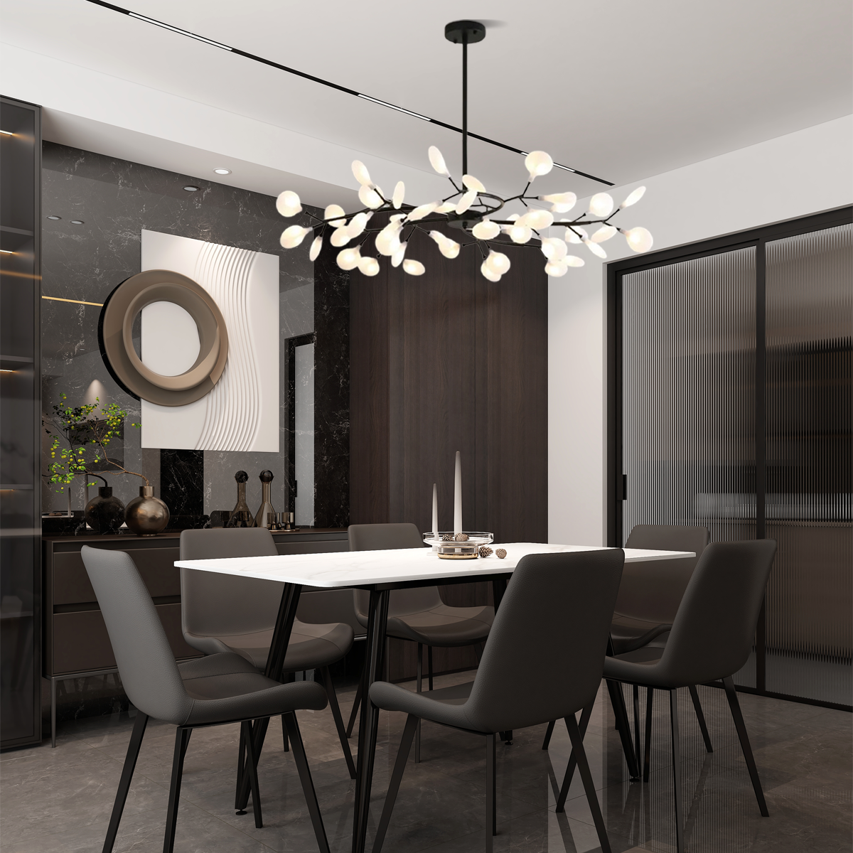 Modern Pendelleuchte LED Cluster Gold Acryl Ess/Wohnzimmer