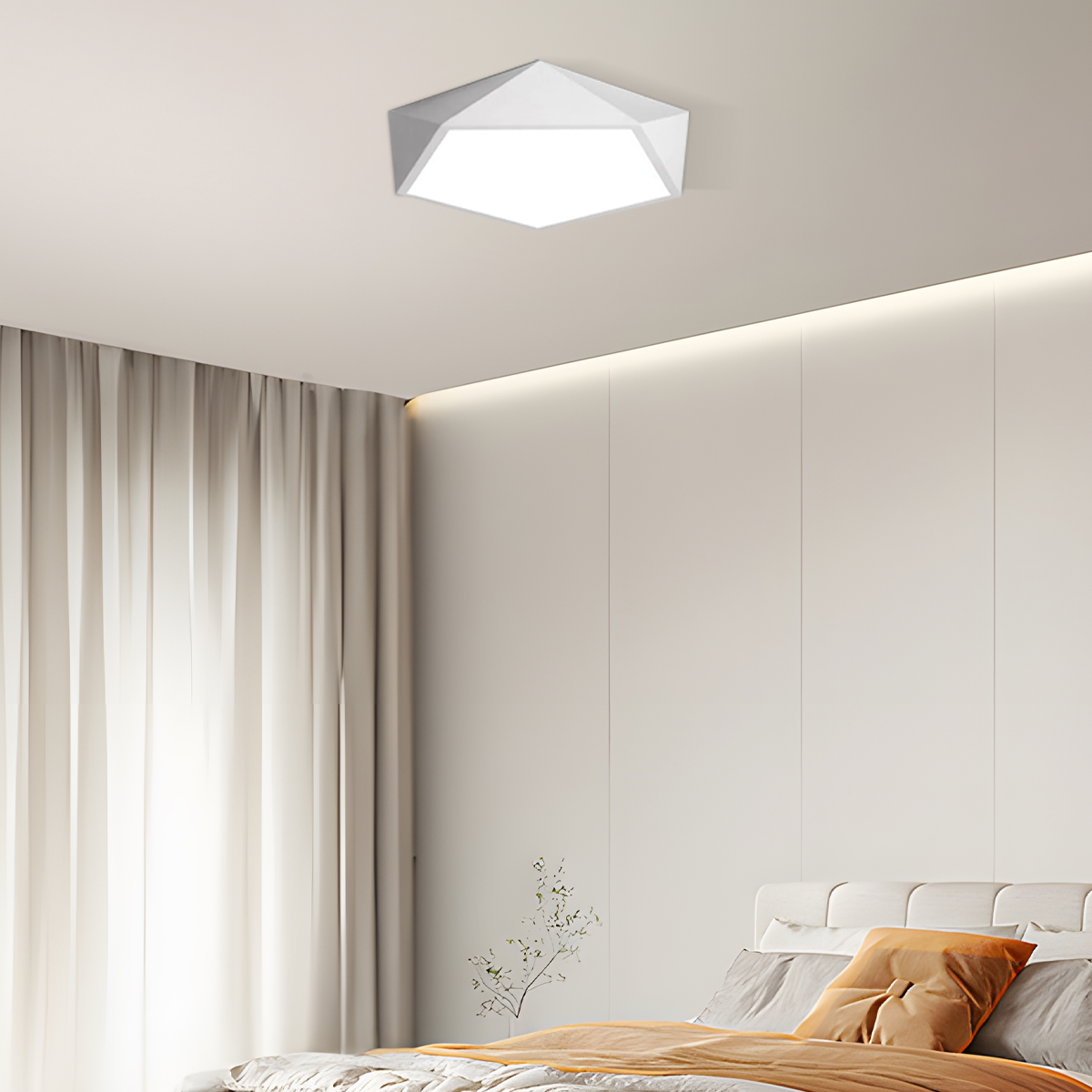 Moderne Deckenleuchte LED Geometrisch Metall Weiß Schlafzimmer