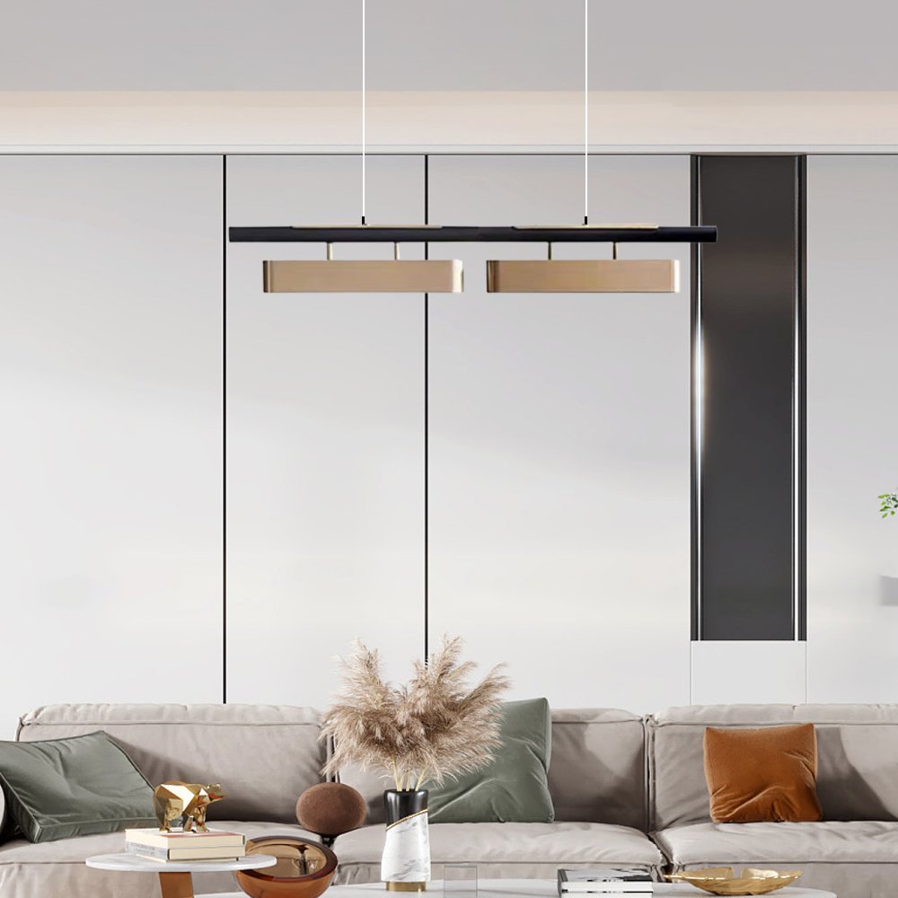 Modern Pendelleuchte LED Metall Linear Gold Esszimmer