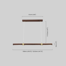 Vintage Pendelleuchte LED Linear Walnuss Holz Esszimmer 