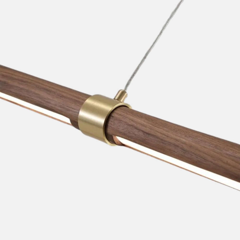 Vintage Pendelleuchte LED Linear Walnuss Holz Esszimmer 