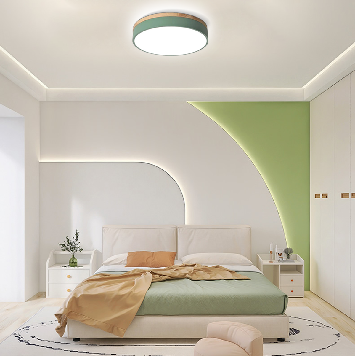 Nordic Deckenleuchte LED Rund Morandi Metall Schlafzimmer