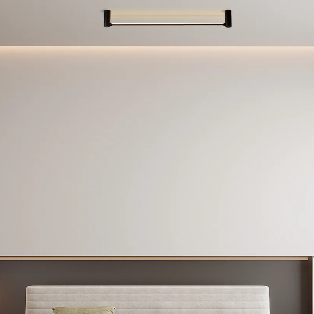 Moderne Deckenleuchte Schwarz Metall Acryl Linear Wohnzimmer