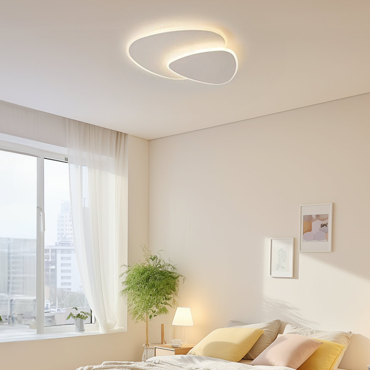Minimalistisch Deckenleuchte LED Dreieck Weiß Metall Schlafzimmer