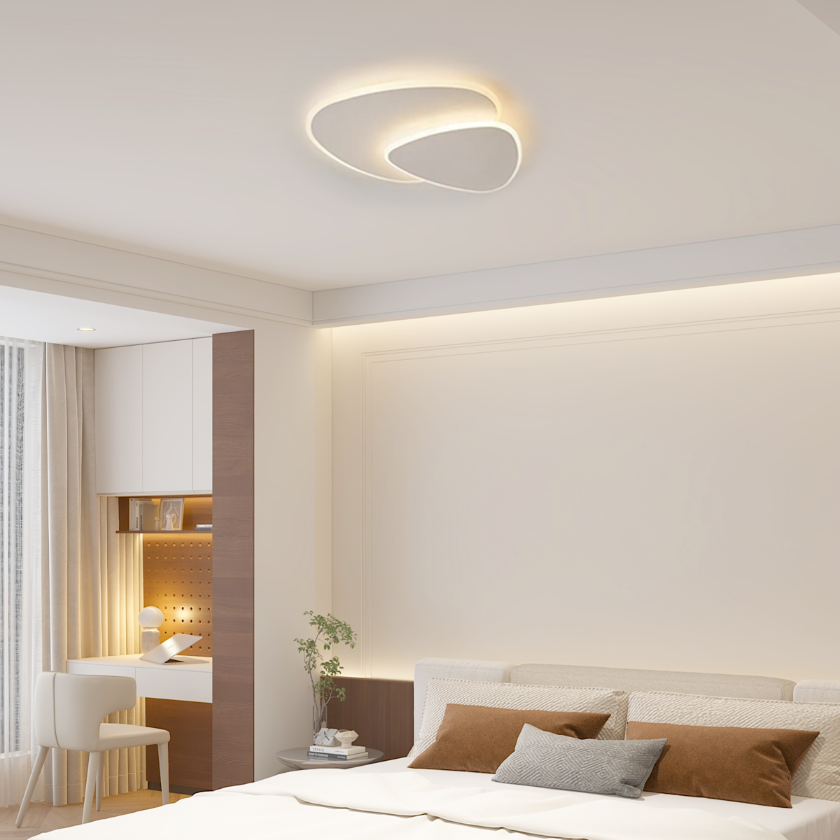 Minimalistisch Deckenleuchte LED Dreieck Weiß Metall Schlafzimmer