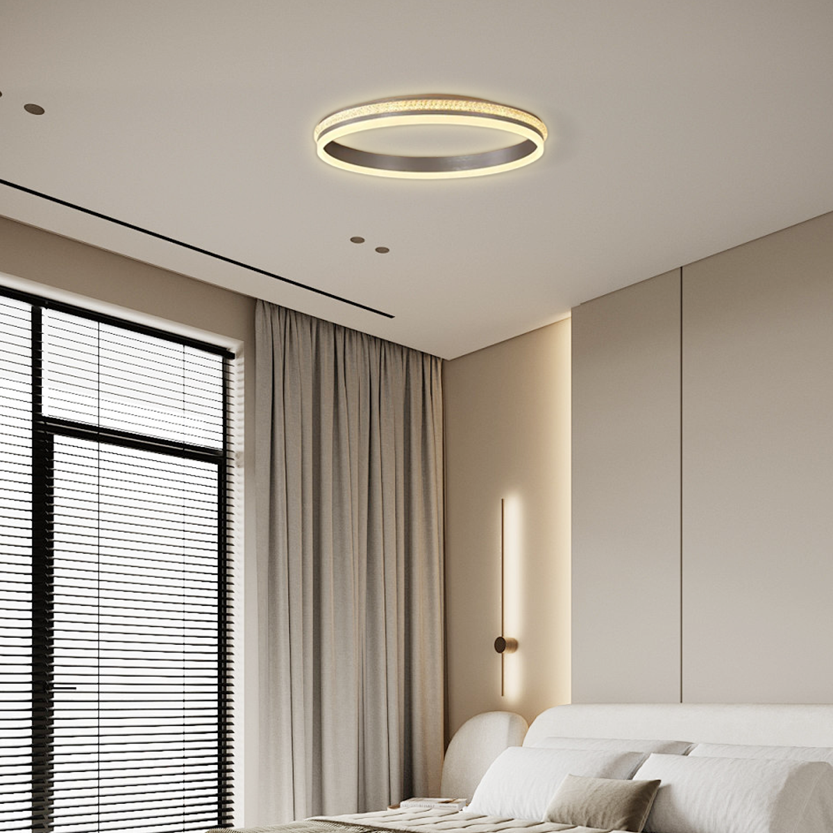 Modern Deckenleuchte LED Ring Gold Metall Acryl Schlafzimmer