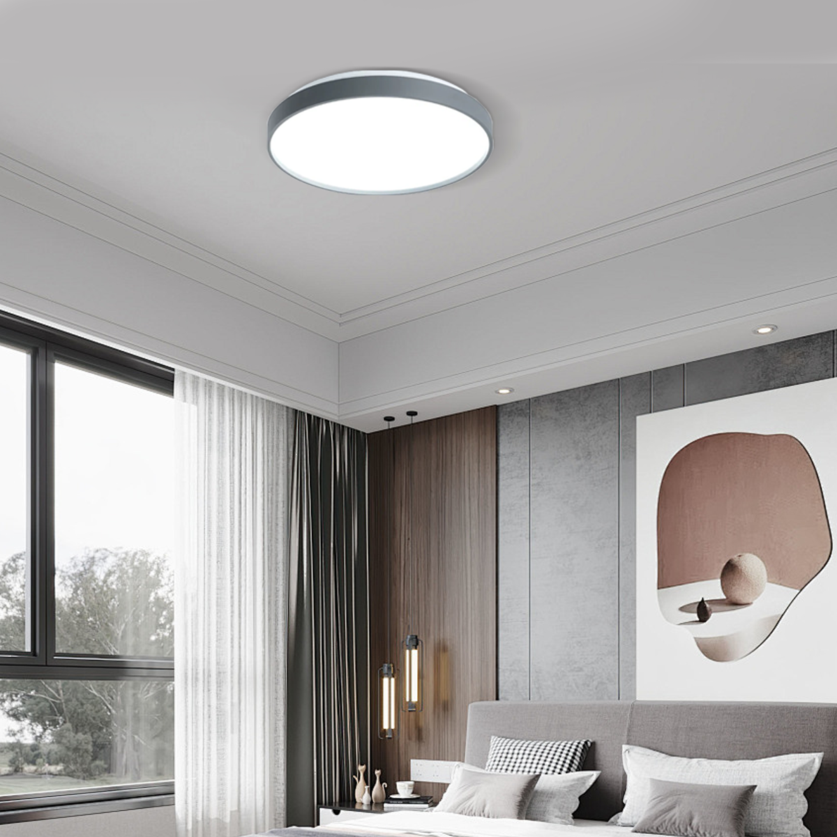 Minimalistisch Deckenleuchte LED Rund Metall Arbeitzimmer