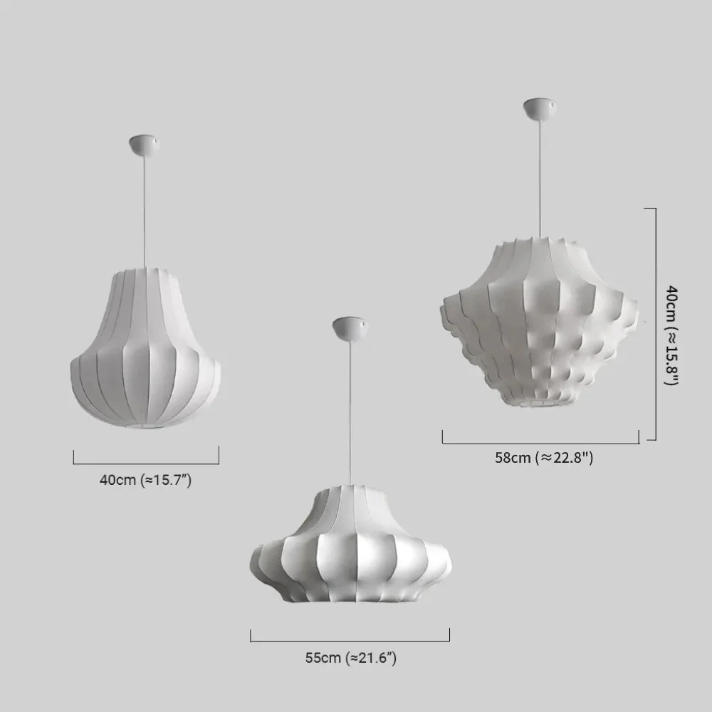 Art Deco Pendelleuchte LED Latern Stoff Weiß