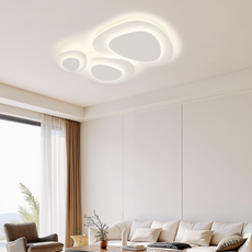 LED-Deckenlampe mit robustem Gehäuse und einstellbarer Farbtemperatur im Wohnzimmer montiert