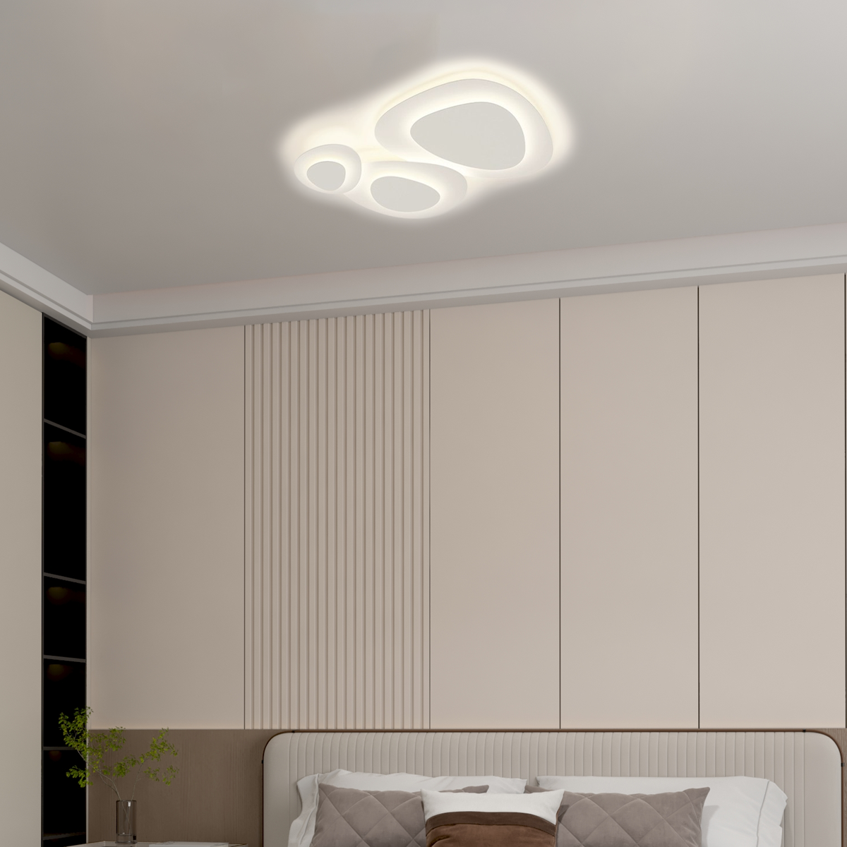 Weiße Deckenleuchte mit flexibler Lichtfarbe, ideal für Wohn- und Schlafzimmerbeleuchtung