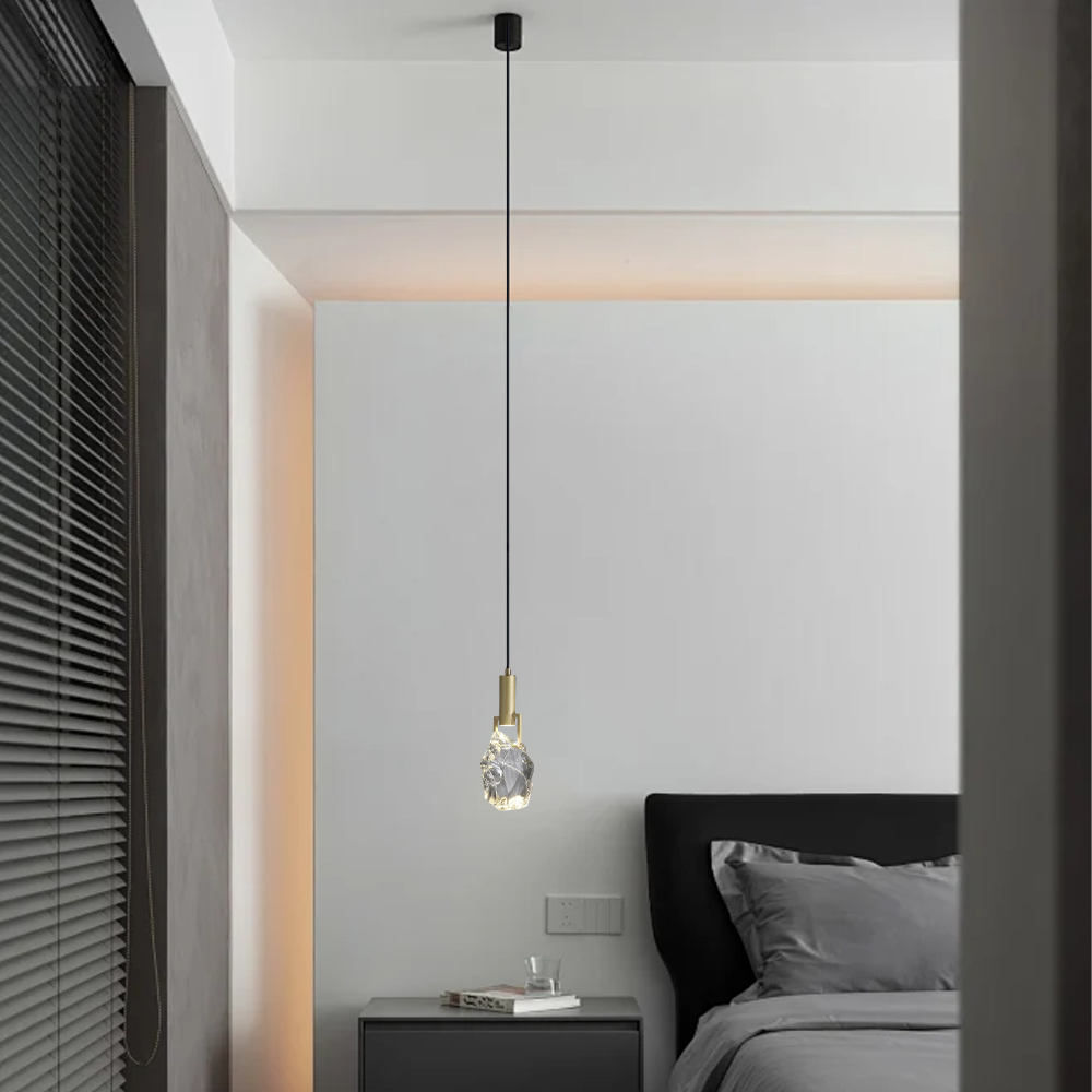Modern Pendelleuchte Metall Messing Schlafzimmer