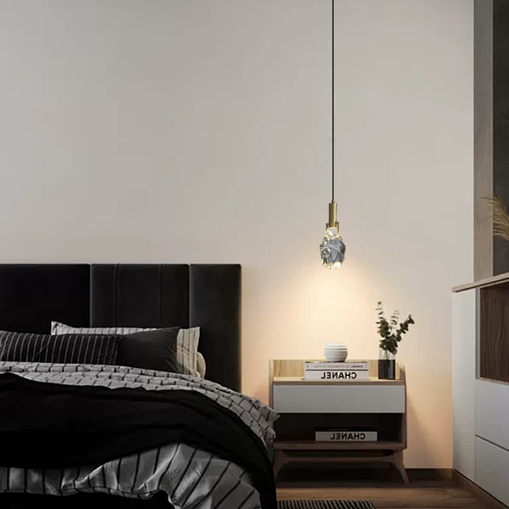 Modern Pendelleuchte Metall Messing Schlafzimmer