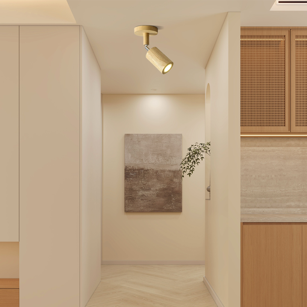 Modern Deckenstrahler/Deckenleuchte LED Zylindrisch Metall Holzfarbe Wohnzimmer