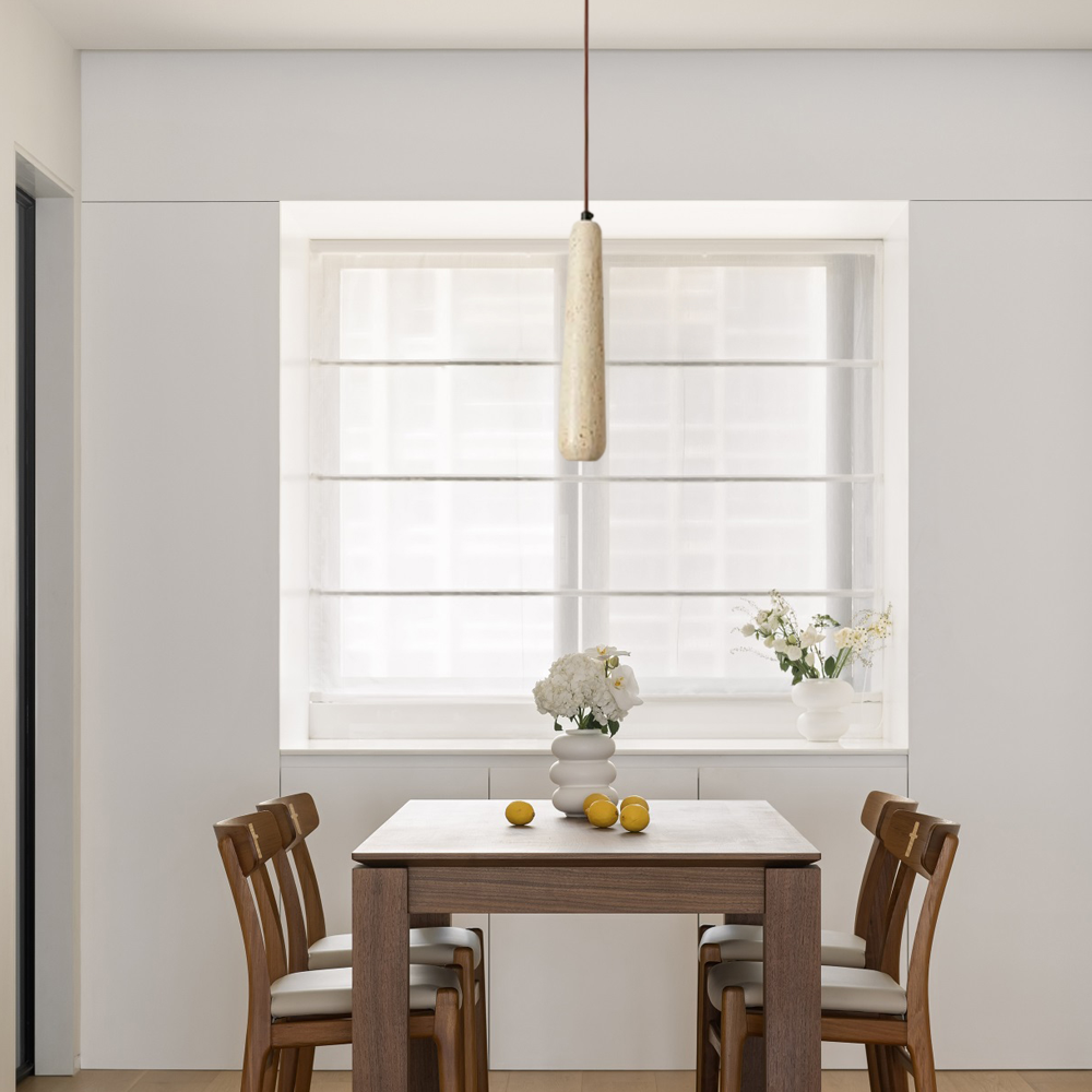 Modern  Pendelleuchte LED Zylindrisch Beige Holz Esszimmer