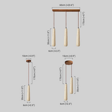 Modern  Pendelleuchte LED Zylindrisch Beige Holz Esszimmer