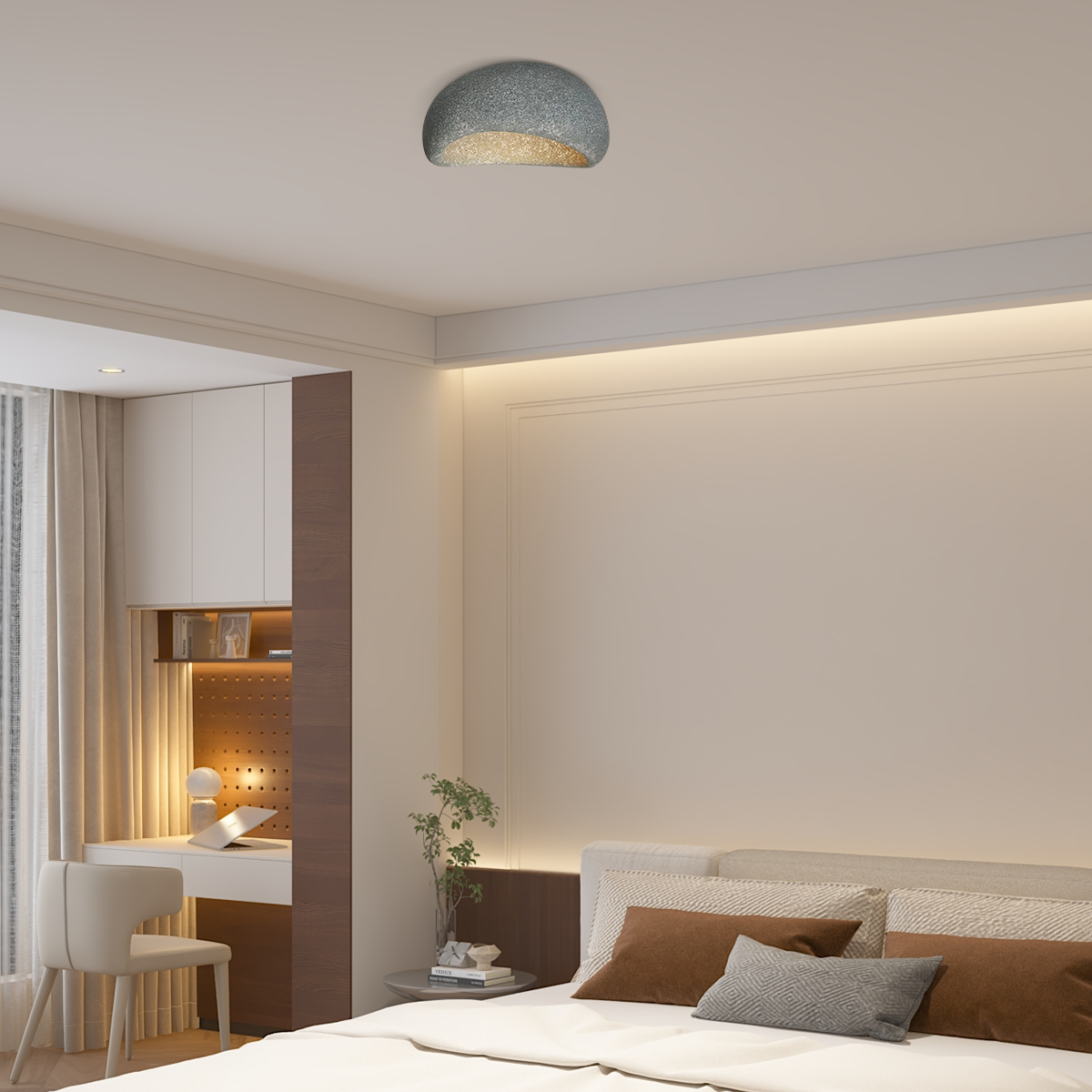 Modern Deckenleuchte LED Brotform Harz Weiß Esszimmer