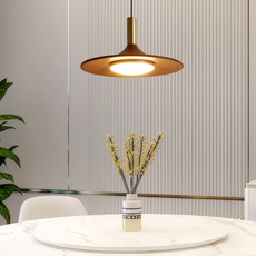 Vintage Pendelleuchte LED Walnuss Metall Holz Esszimmer