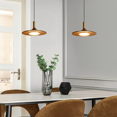 Vintage Pendelleuchte LED Walnuss Metall Holz Esszimmer