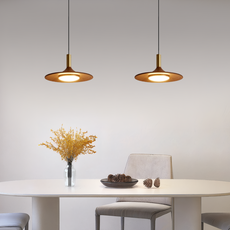 Vintage Pendelleuchte LED Walnuss Metall Holz Esszimmer