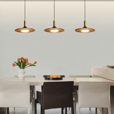 Vintage Pendelleuchte LED Walnuss Metall Holz Esszimmer