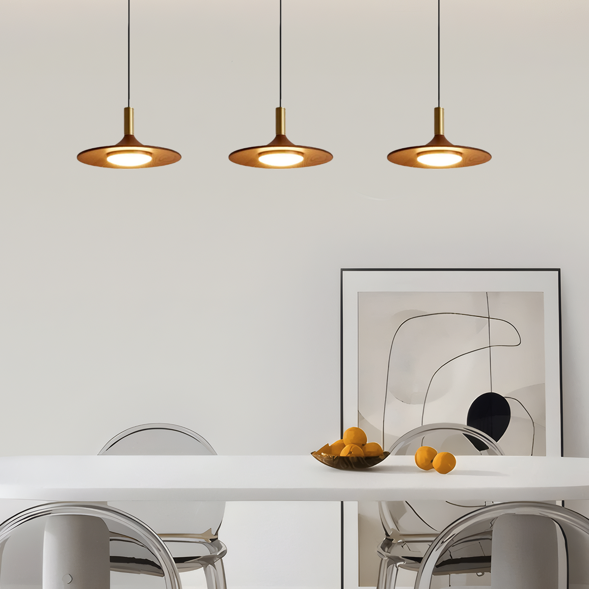 Vintage Pendelleuchte LED Walnuss Metall Holz Esszimmer