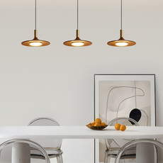 Vintage Pendelleuchte LED Walnuss Metall Holz Esszimmer