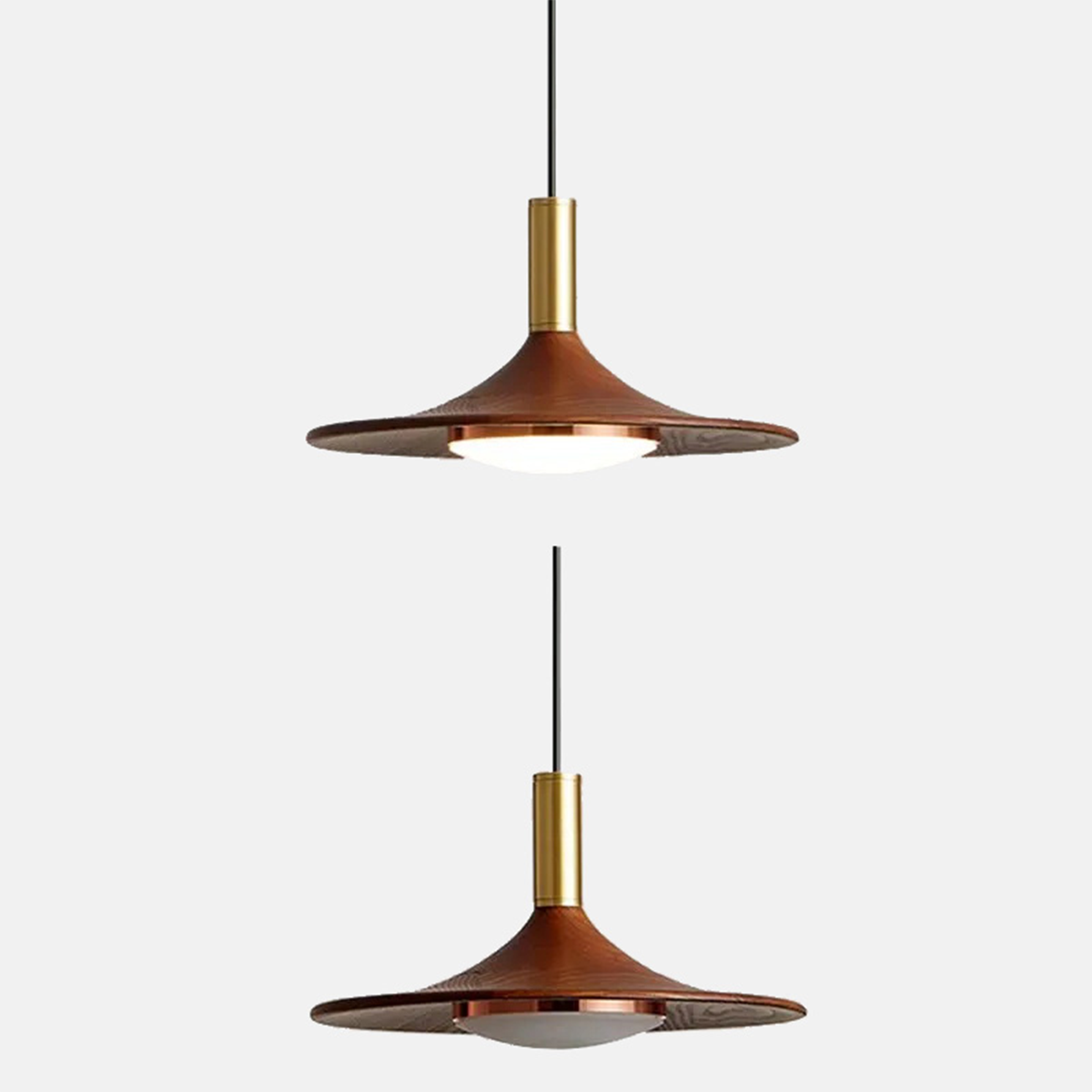 Vintage Pendelleuchte LED Walnuss Metall Holz Esszimmer