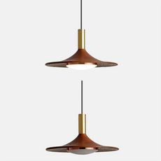 Vintage Pendelleuchte LED Walnuss Metall Holz Esszimmer