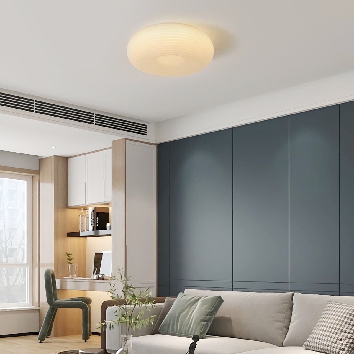 Modern Deckenleuchte LED Rund Weiß Metall Acryl Schlafzimmer