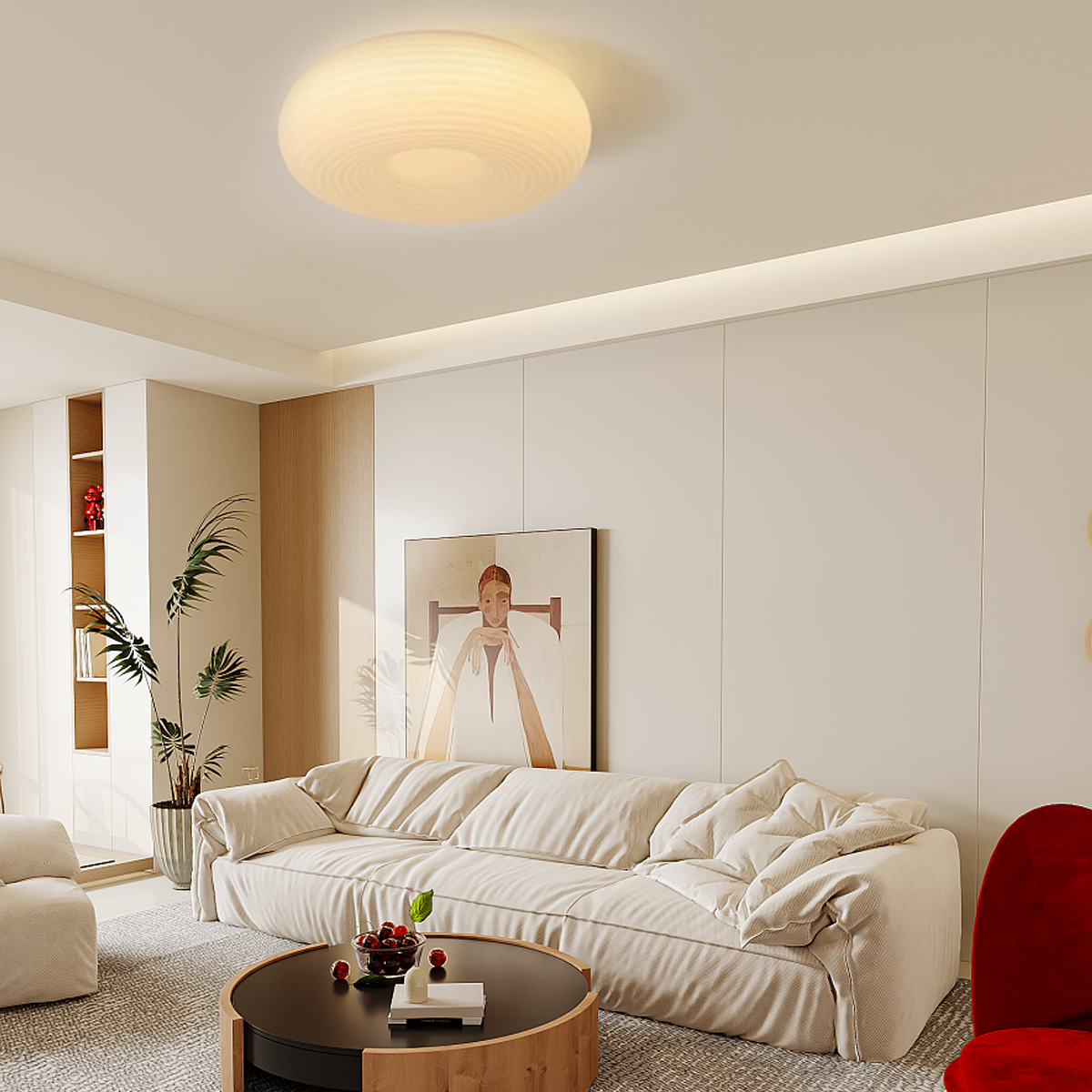 Modern Deckenleuchte LED Rund Weiß Metall Acryl Schlafzimmer